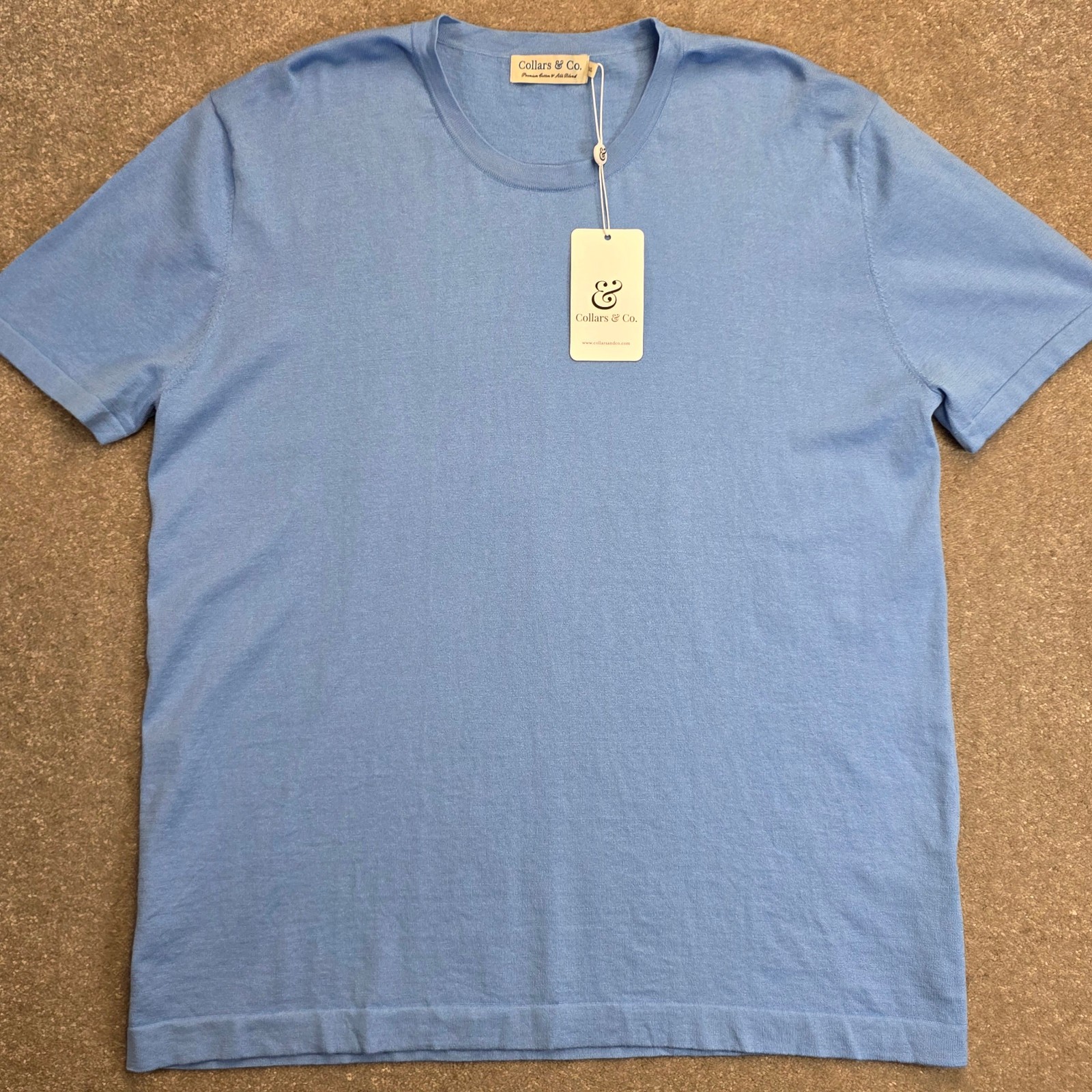 Collars and Co Men's Lucca Luxury Touch Soft Cotton Silk T-Shirt Size 2XL Blue gallery