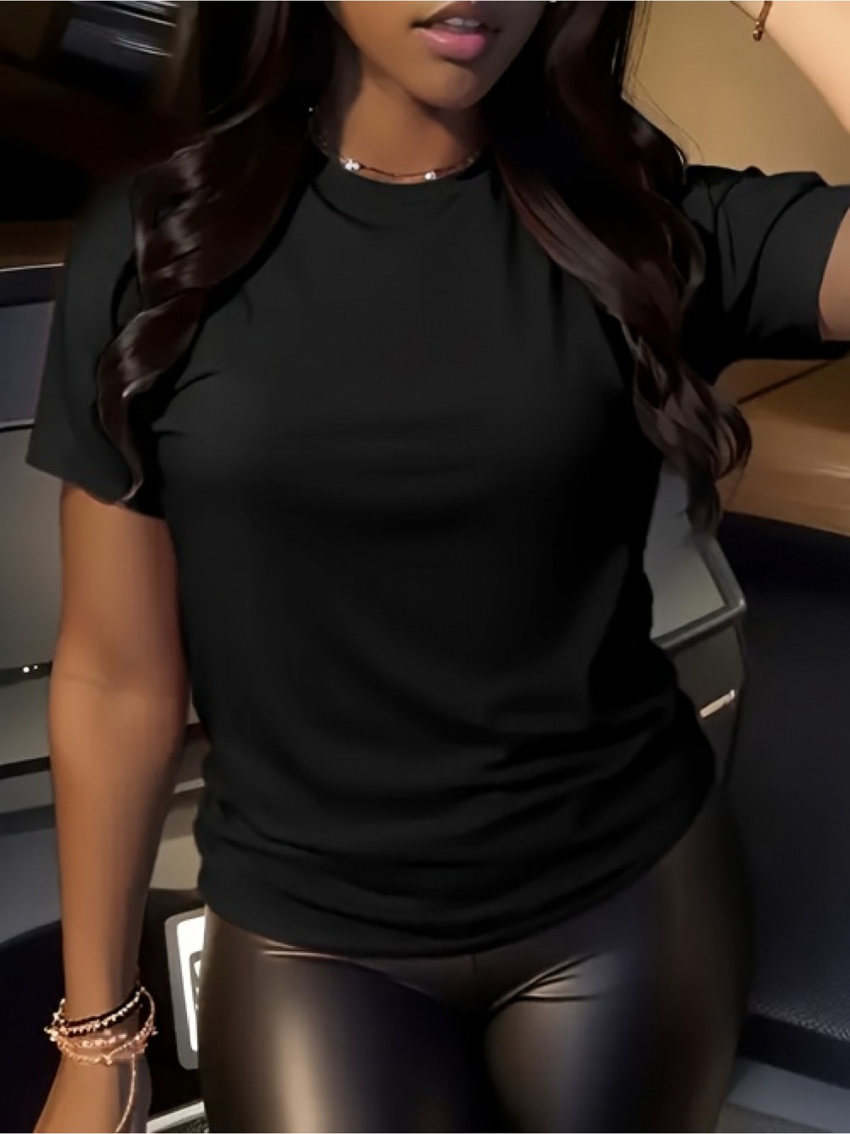 1pc Short Sleeved Round Neck T-shirt Suitable for Spring, Autumn, and Winter, gallery