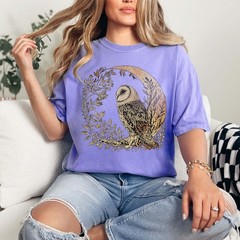 Celestial Cottagecore Barn Owl Moon Bird Wildlife Comfort Tee