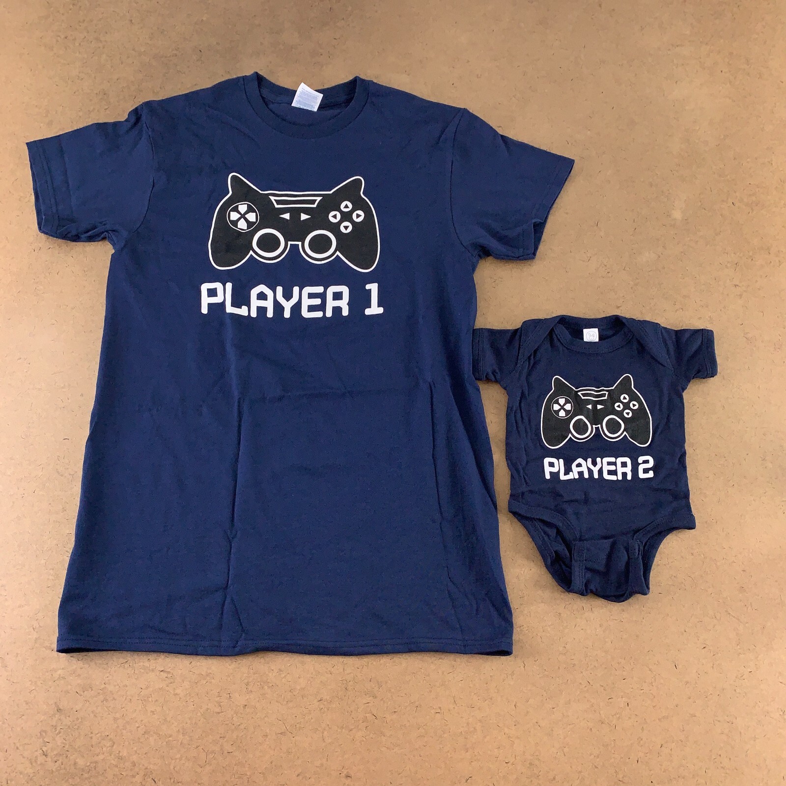 Adult Small & Newborn Gaming Player One Player Two T-Shirt & Bodysuit Set New gallery