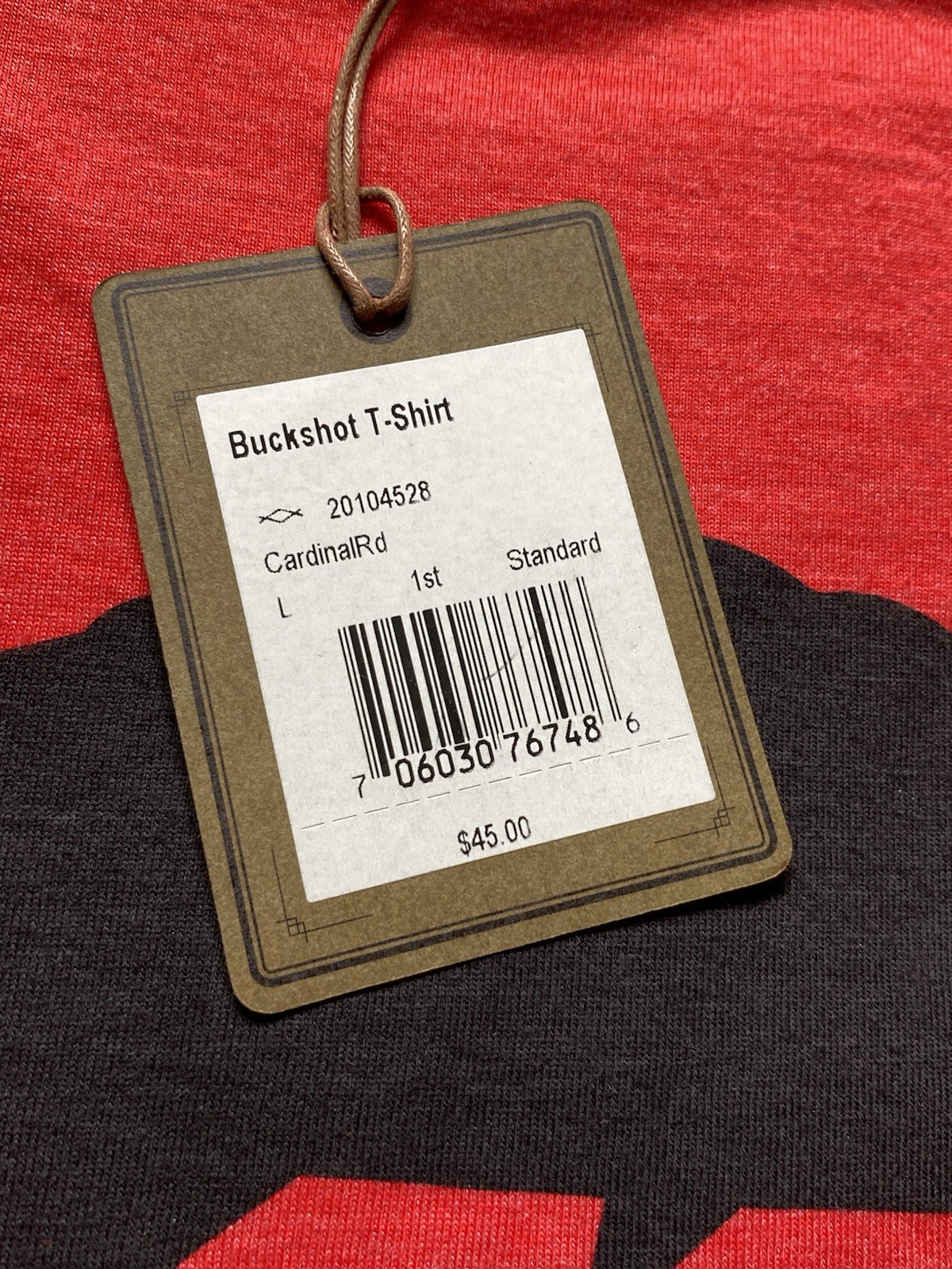 Filson Alaskan Outfitters T Shirt Men's Large Cardinal Red BLACK BISON Logo New gallery