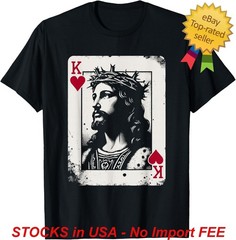 Jesus King of Hearts T-Shirt- Vintage Religious Card Game Lover Shirt S-4XL