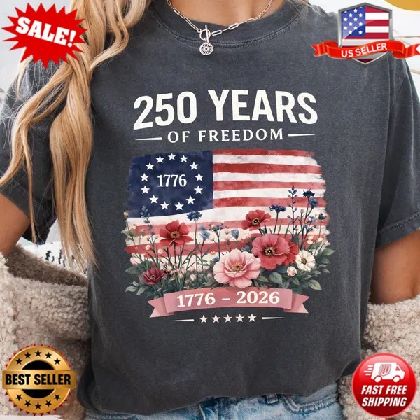 America 250 Years of Freedom Floral T-shirt, 250th Wildflower T-Shirt | S-5XL