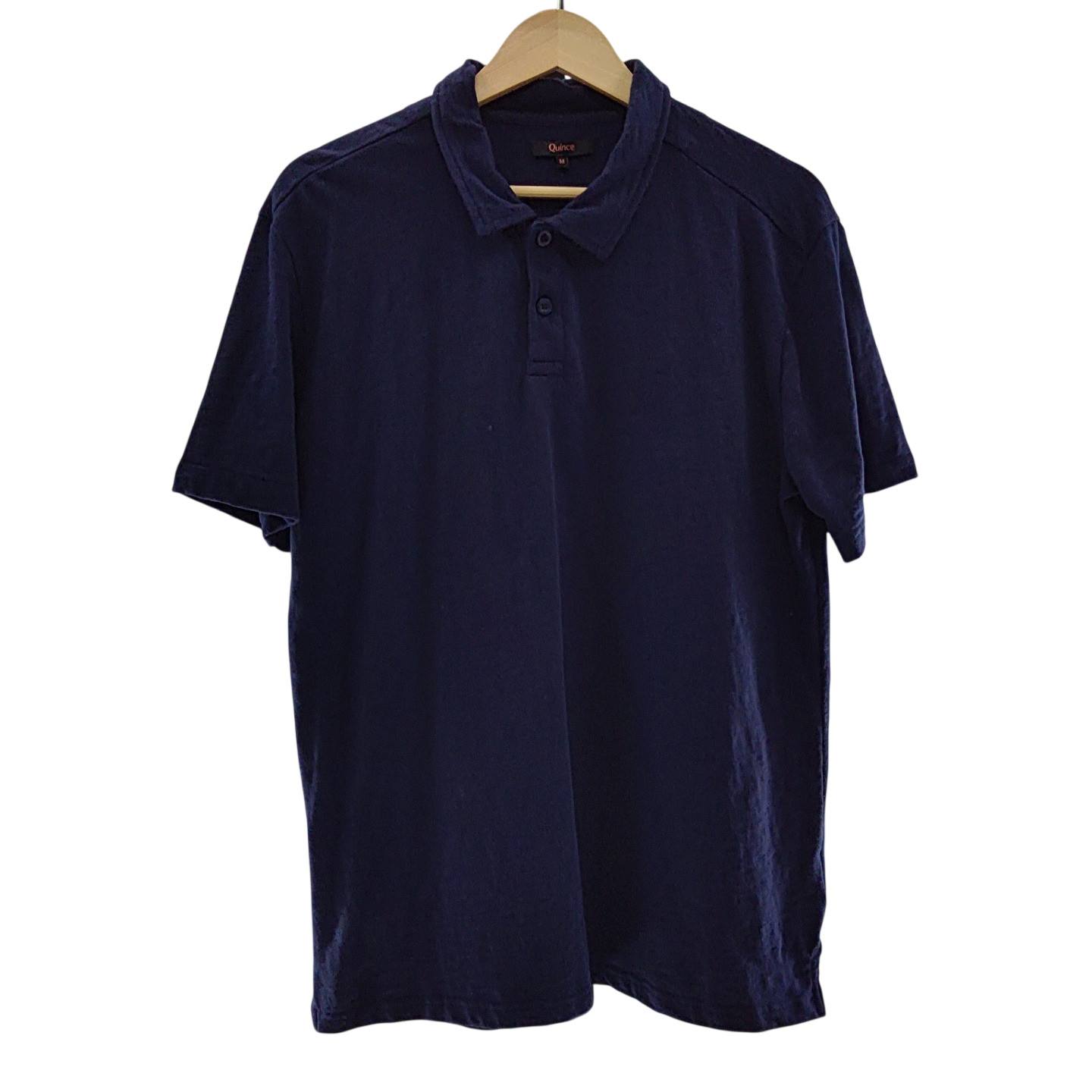 Quince Men 100% Organic Cotton Slub Polo Deep Navy Sleeved Top M gallery