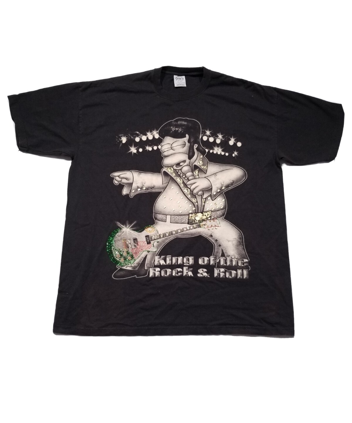 Vintage Homer Simpson Elvis Presley T Shirt Men 3XLT Tall Duff Rhinestone Rock gallery