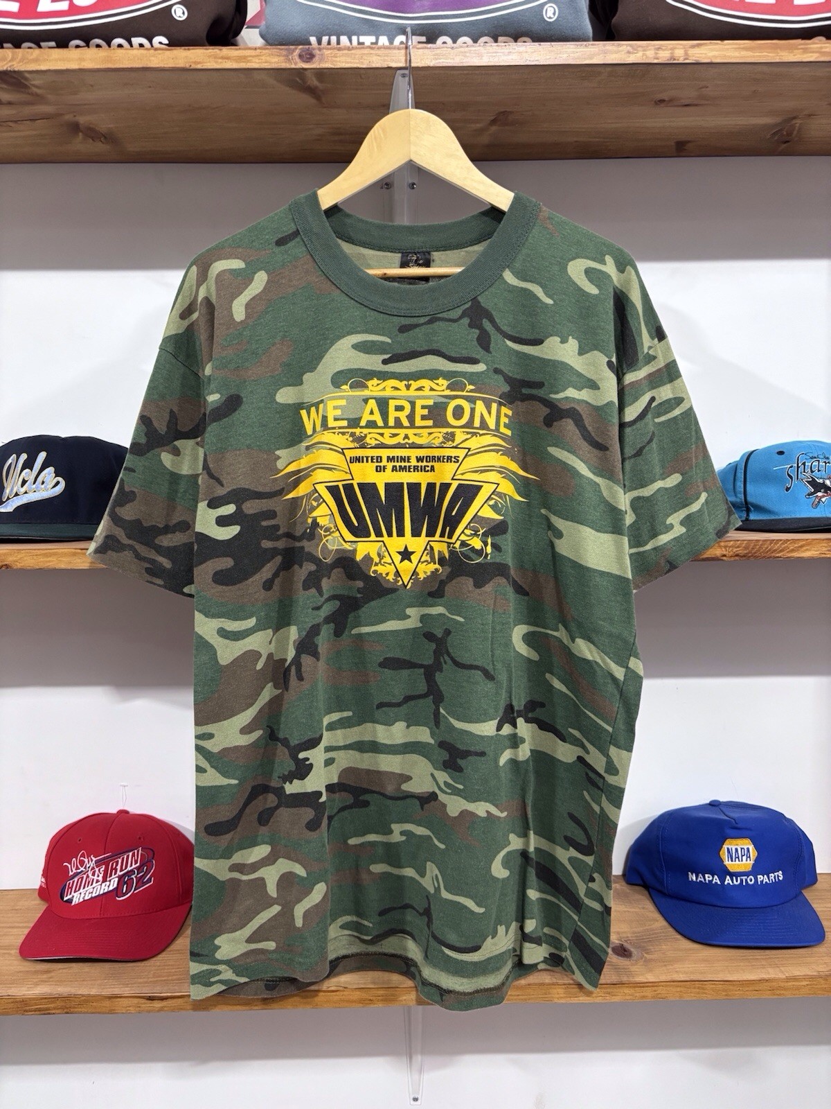 Vintage 90s United Mine Workers of America Camo T-Shirt Size XL Made In USA gallery