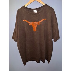 University Co-op Texas Longhorns Graphic T-Shirt Brown Orange Distressed 2XL