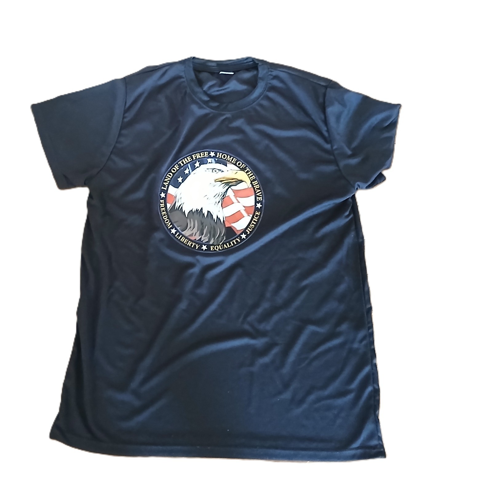 Men’s Land of the Free Home of the Brave Tee Large Black Patriotic Graphic Tee gallery
