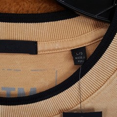 ATM Shirt Mens Large Desert Tan Pullover Crew Pima Cotton Waffle T-Shirt $125
