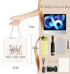 Dog Lover Gifts Canvas Tote Bag – Cute Dog Mom Reusable Grocery Bag for Women