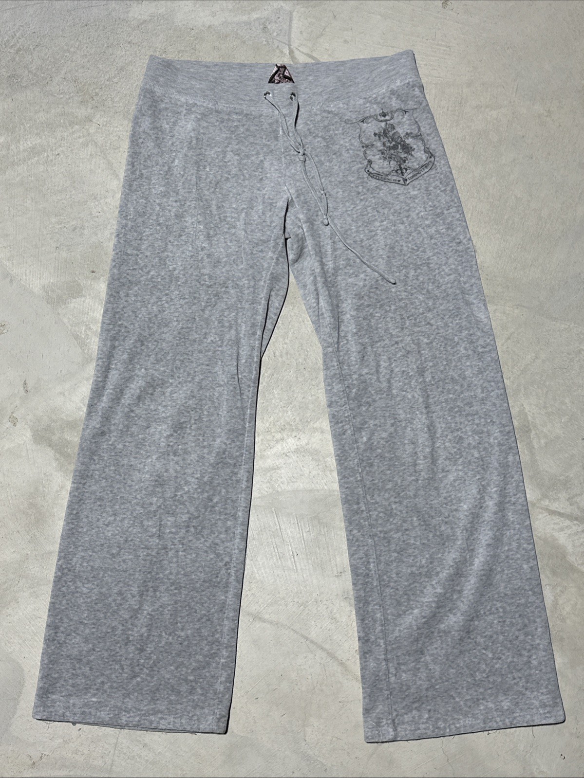 Vintage Y2K Juicy Couture Velvet Track Pants Women's Tag Size S Grey Flare gallery