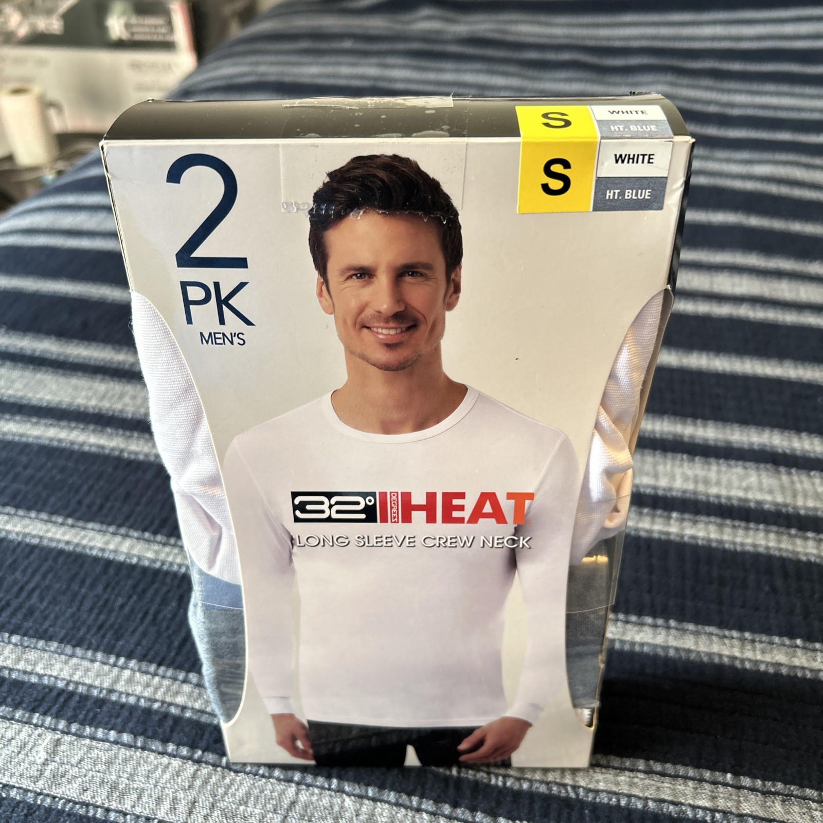 32 Degrees Heat Long Sleeve Crew Neck Small White-Ht. Blue 2 Pk Mens (J) gallery