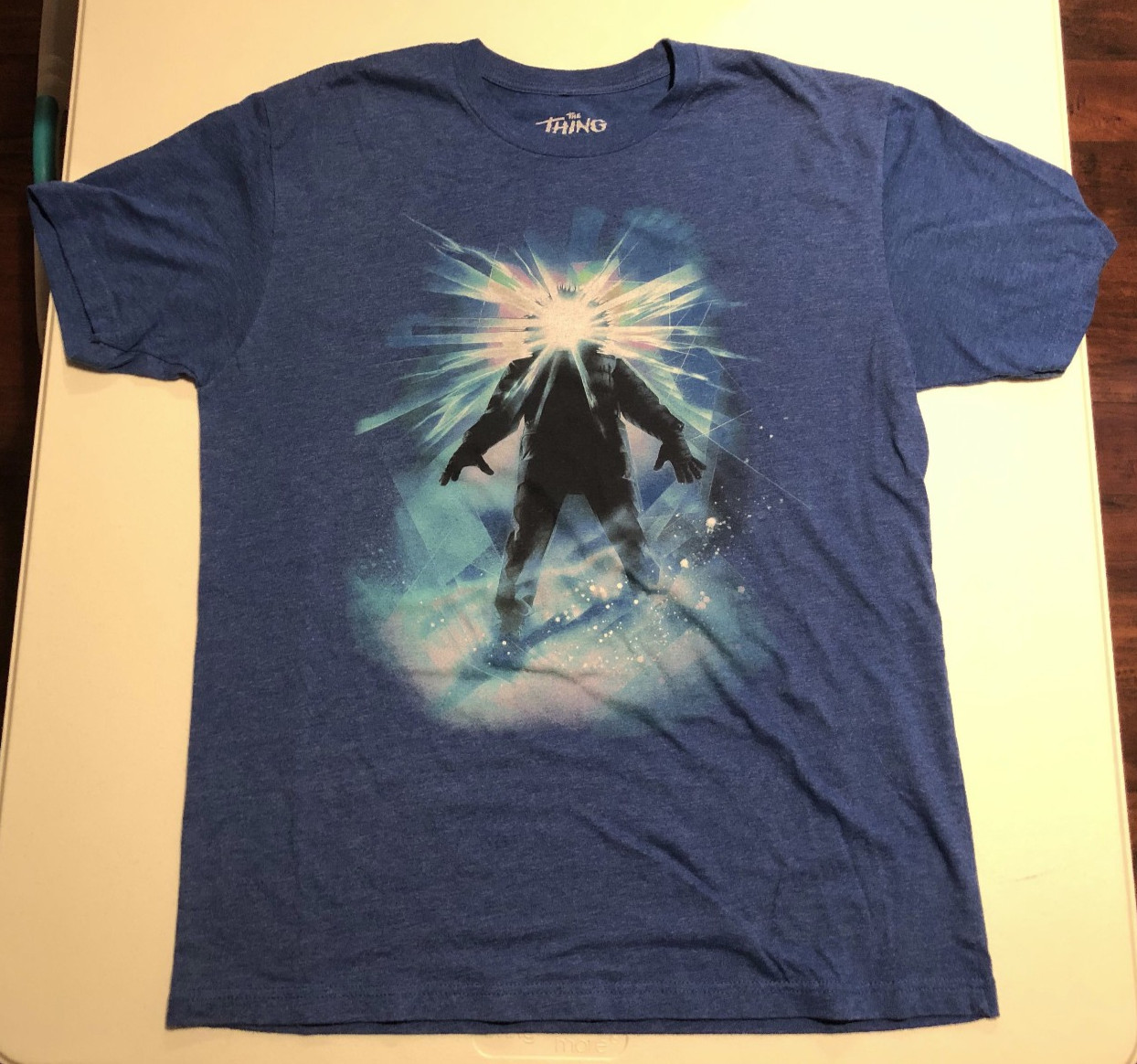 The Thing Drew Struzan graphic art size LG blue tshirt Fright Rags scifi horror gallery