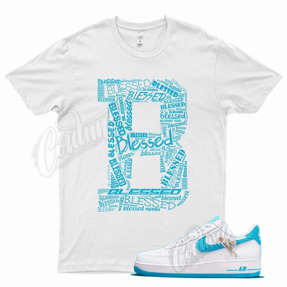 White BLESSED Shirt for Space N Air Force 1 Squad Bugs Lola