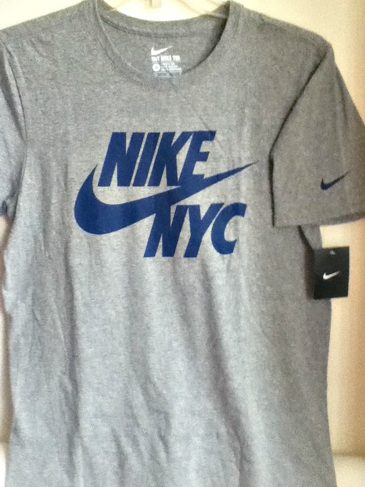 AUTHENTIC 100% COTTON NIKE NYC GREY/BLUE T SHIRT 914290-063