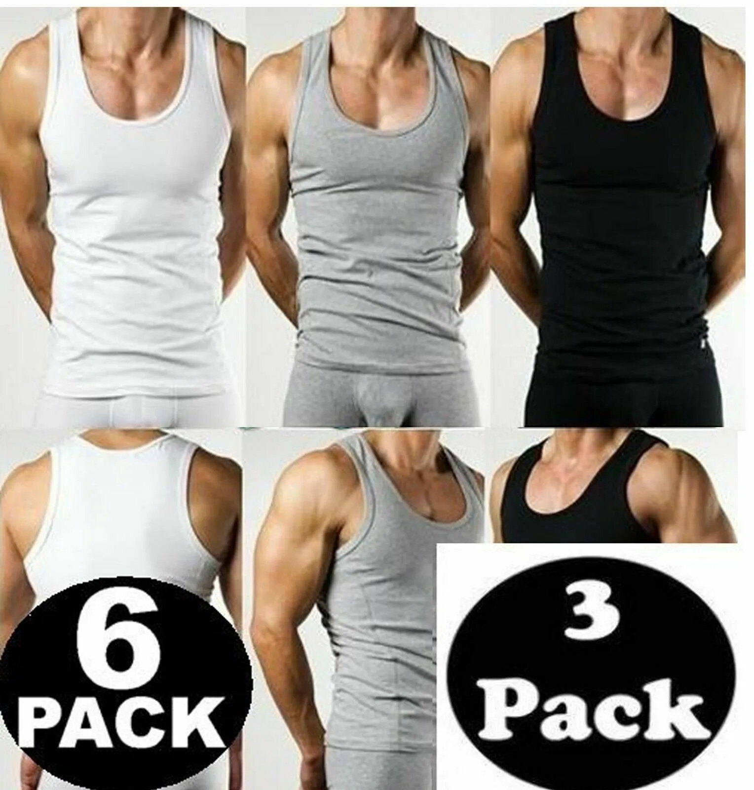 100% COTTON MENS VESTS TANK TOP SUMMER TRAINING GYM TOPS PACK PLAIN