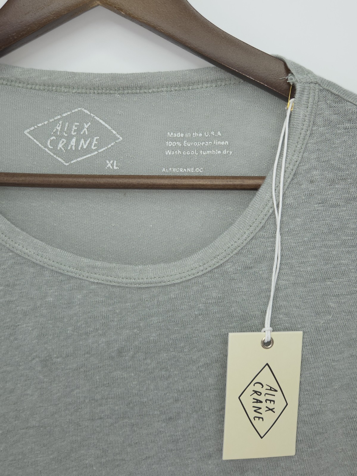 New Alex Crane Mens 100% Linen T Shirt Short Sleeve Crewneck Sage Green Size XL gallery