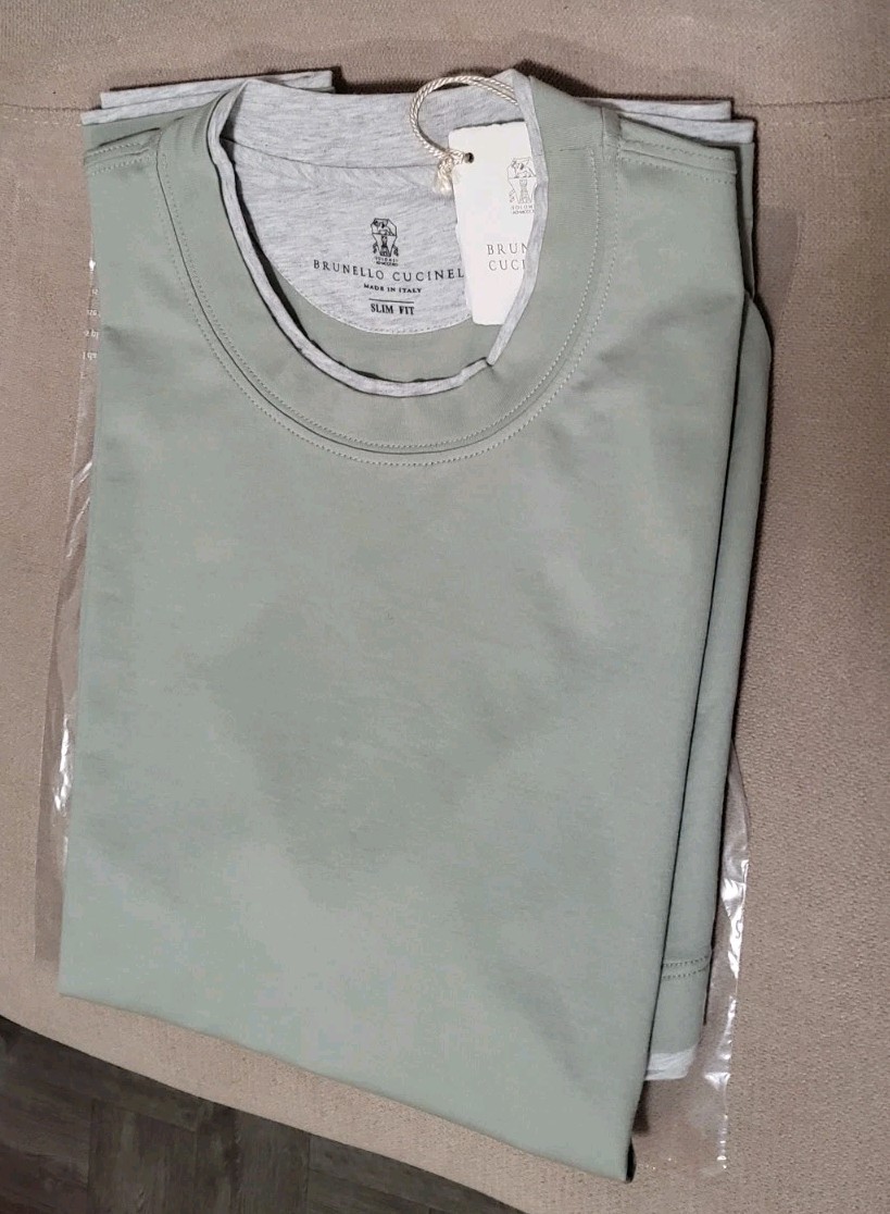 595$ BRUNELLO CUCINELLI MENS Layered Cotton Jersey T-Shirt Sz:US S/48EU gallery