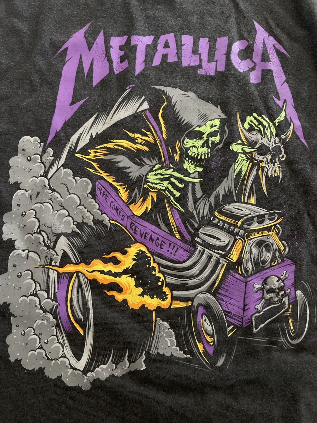 Metallica Skeleton Race Shirt XL Here Comes Revenge Rat Fink Hot Rod NEW gallery