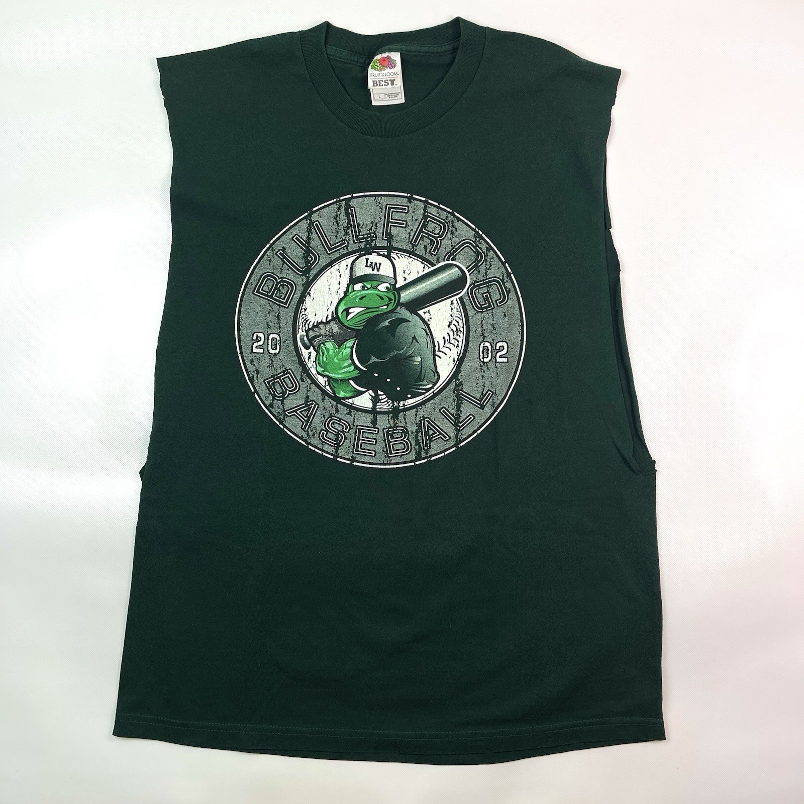 Bullfrog Baseball 2002 Sleeveless Customized Cut-Off T-Shirt Green Men’s L gallery