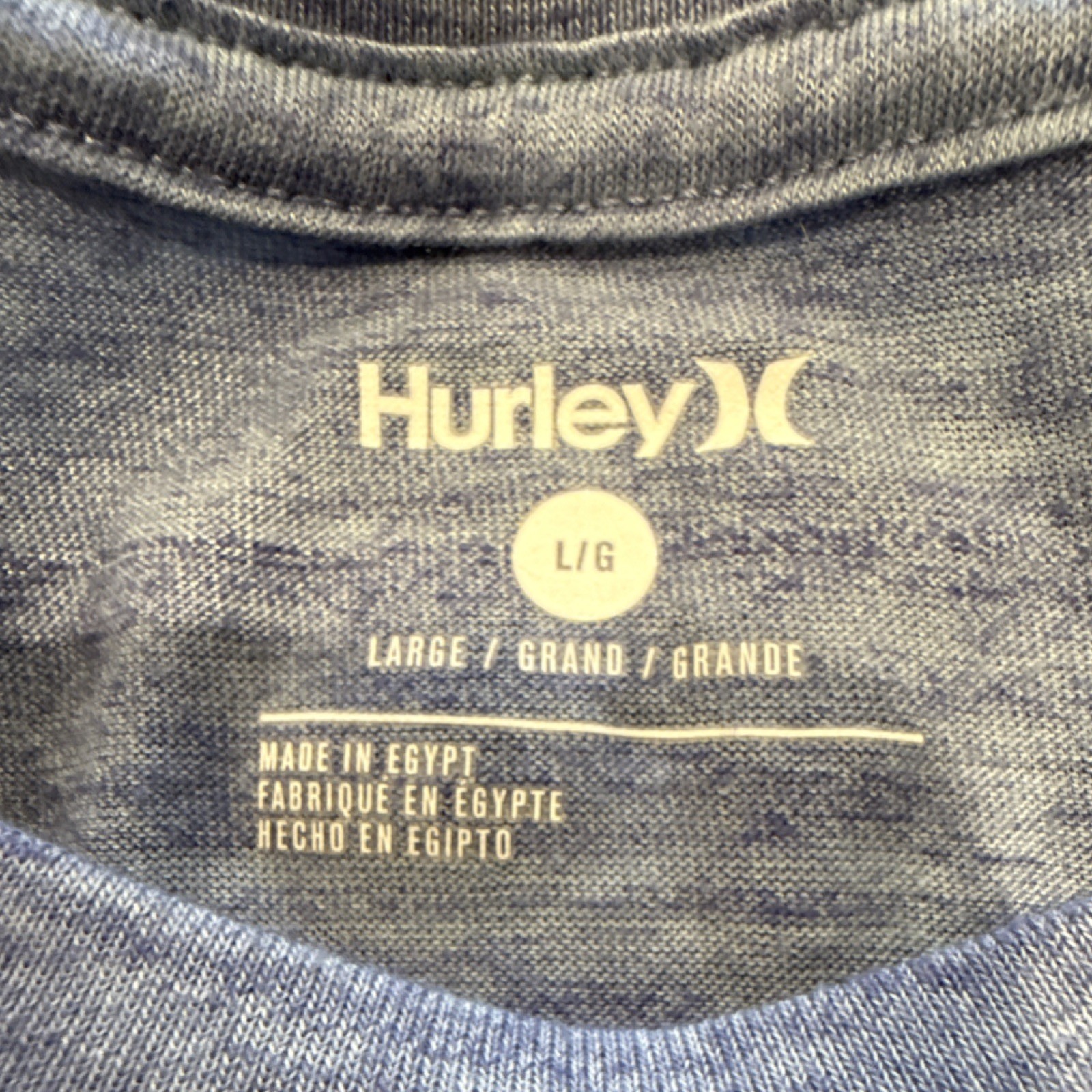 Hurley Men's Blue Solid Logo Crew Neck Short Sleeve T-Shirt, Size L gallery
