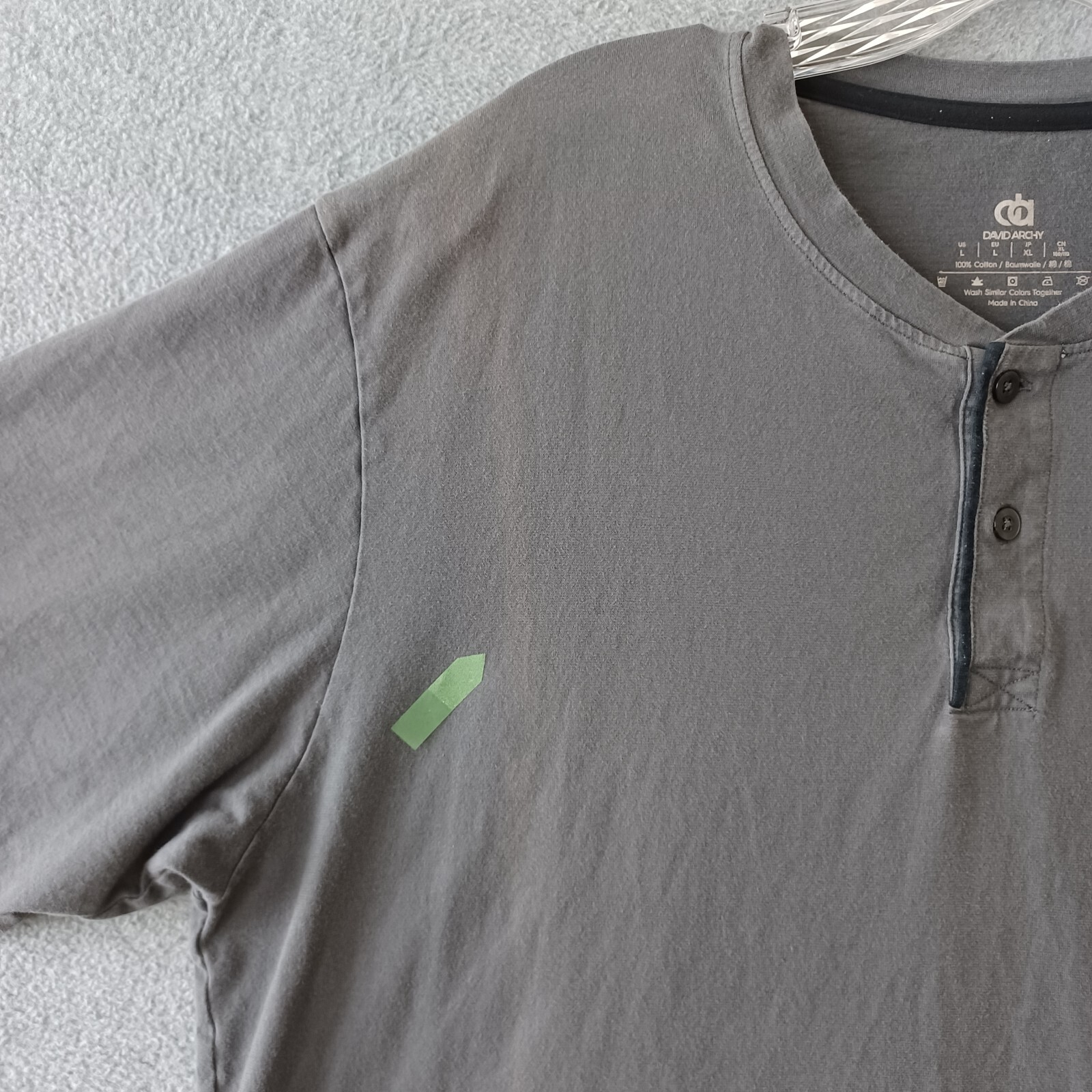 David Archy Shirt Mens Large Gray Short Sleeve Crew Neck Button Casual Shirt gallery
