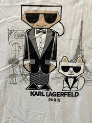 Karl Lagerfeld Paris Men’s Flat Head With Dog Short-Sleeve T-Shirt White Size XL