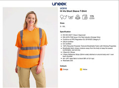 Personalised Printed Uneek Hi Vis Short Sleeve T-Shirt Custom Text Work Wear Top