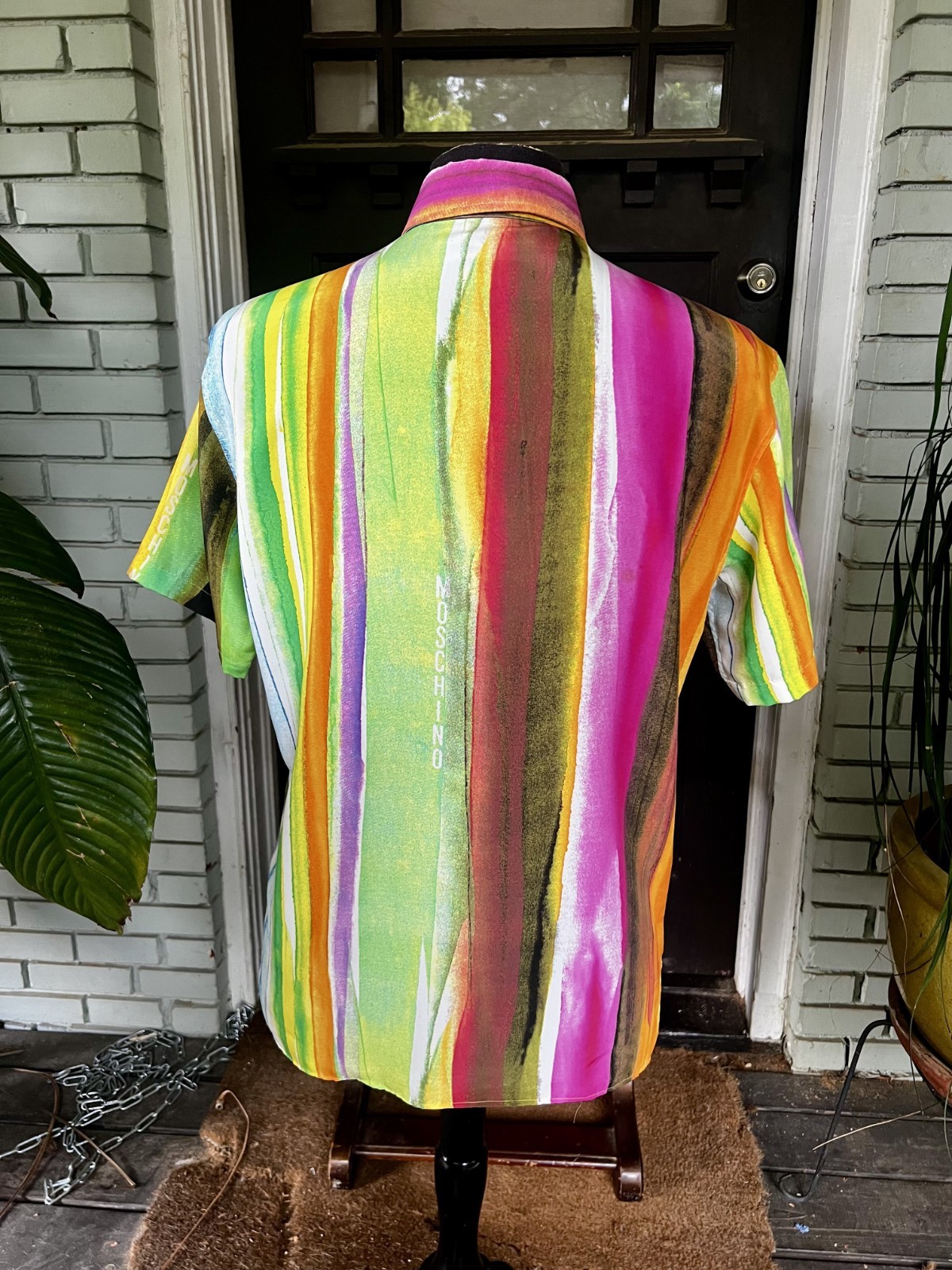 Vintage Moschino Cheap & Chic 2 piece multi-color striped pants/button-up shirt gallery