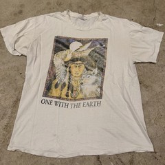 Vintage 90s Human-I-tees Native American T Shirt XL Single Stitch 1992 Nature