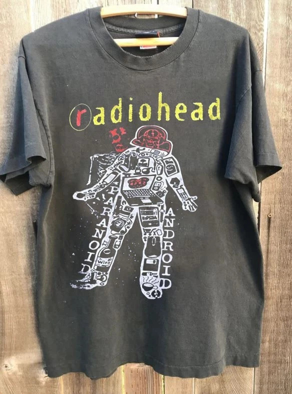 Radiohead Robot Band Shirt Rare Charcoal T-shirt Size S-5XL gallery