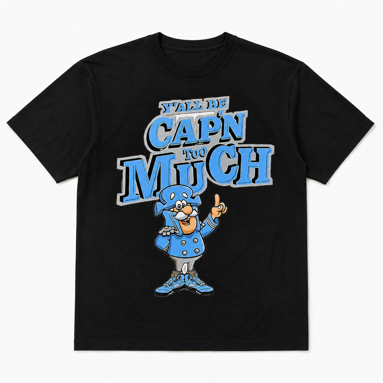Yall Be Cap'n Too Much Funny Meme Graphic T-Shirt Cartoon Captain Humor Tee gallery