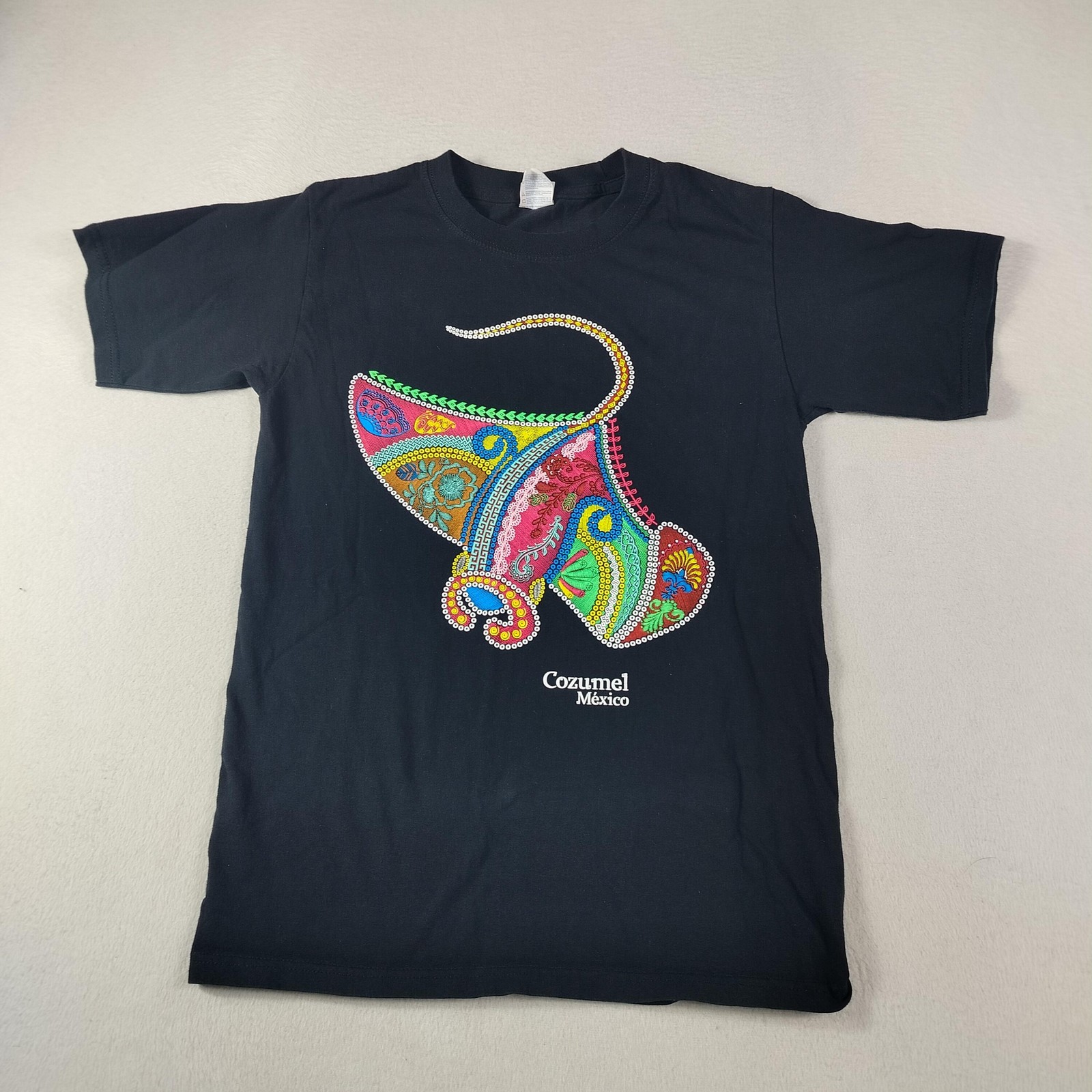 Cozumel Mexico Shirt Mens Small Black Manta Ray Graphic T-Shirt Tee Souvenir gallery