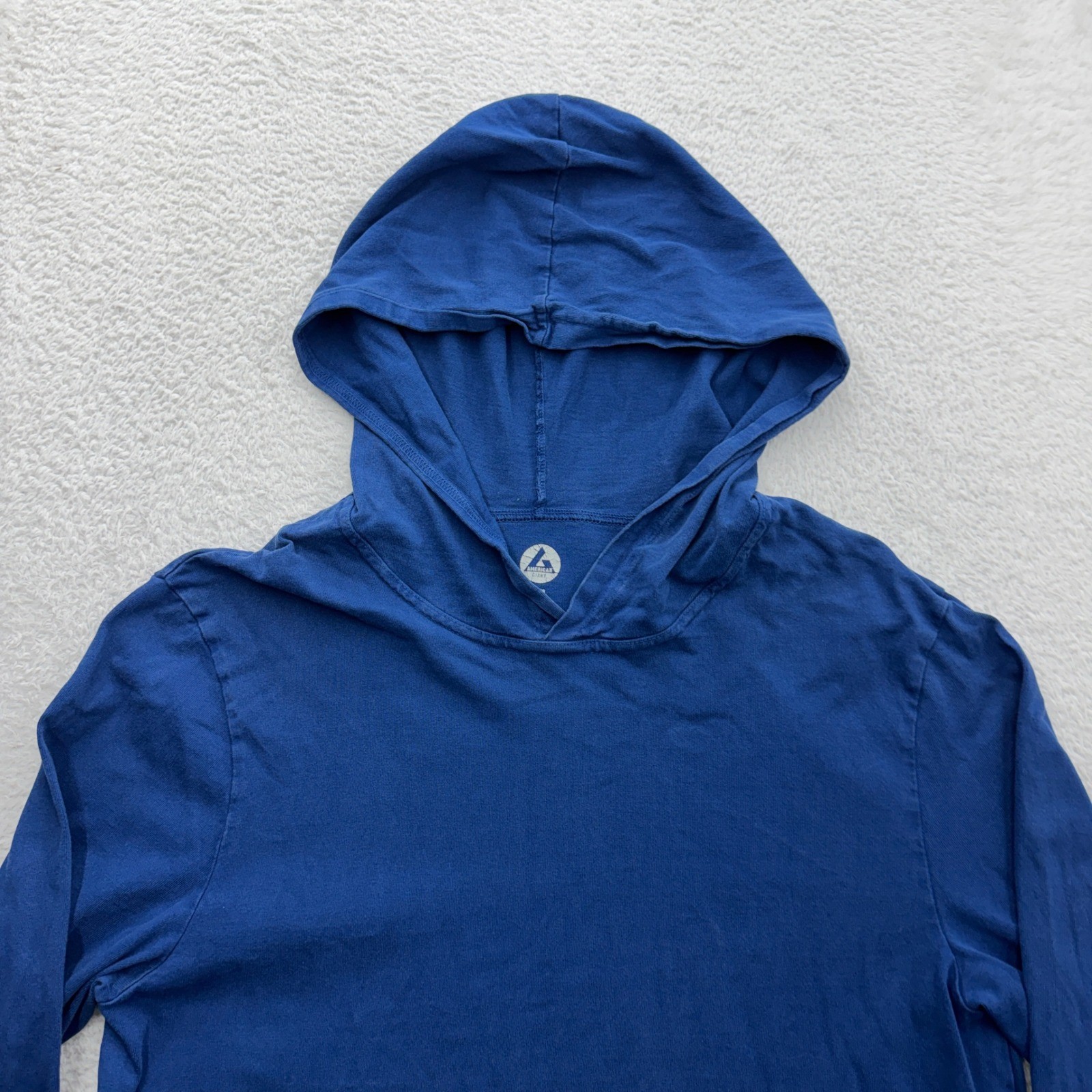 American Giant Mens Blue Long Sleeve Hooded T-Shirt Pullover Size M Made in USA gallery