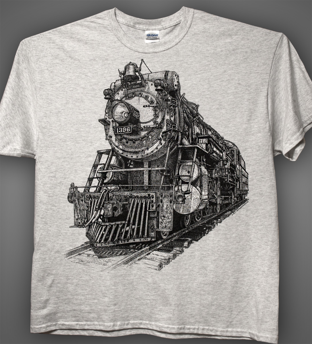 Steam Train Ash Grey T-shirt — Crescent Limited Ps-4 Locomotive #1396