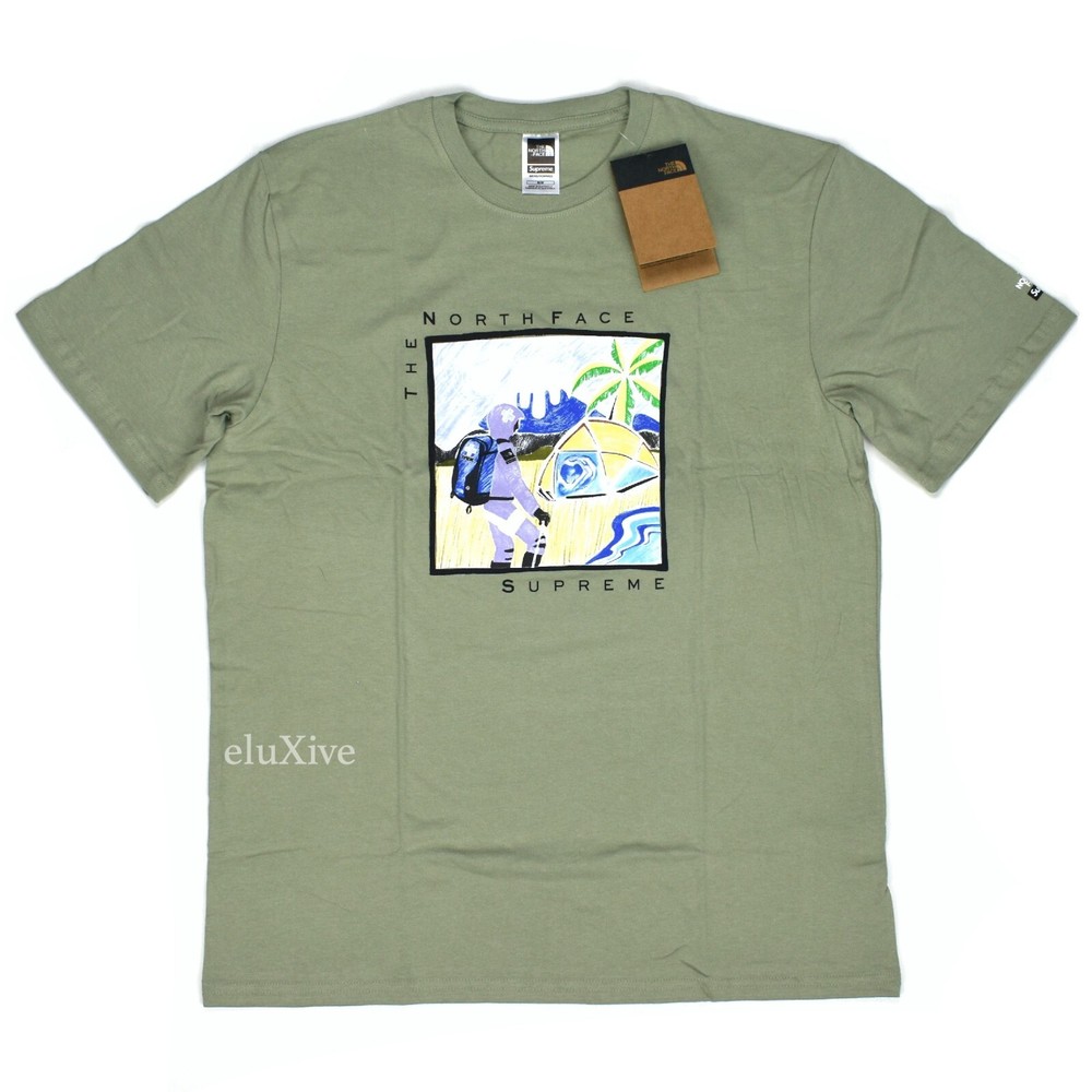 NWT Supreme The North Face Sketch Logo T-Shirt Tea Green Men M DS SS22 AUTHENTIC