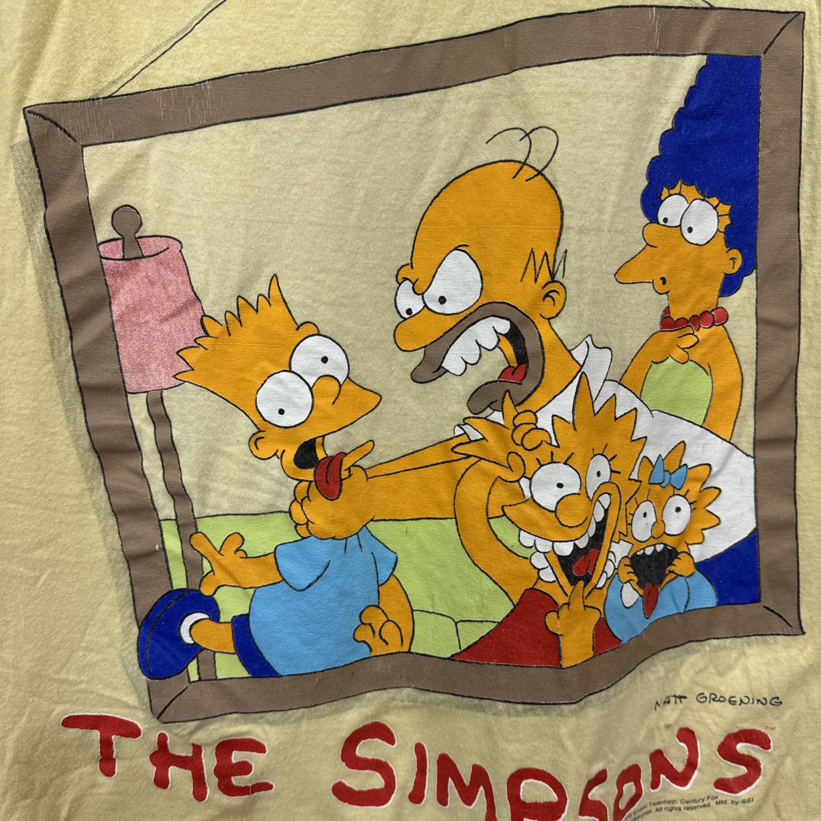 Vintage 90s The Simpsons Family Portrait T-Shirt Size Large Yellow 1990 RARE gallery