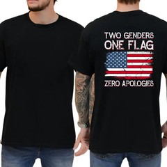 Two Gndrs One Flag Zero Apologies T-shirt, Unisex Graphic Tees