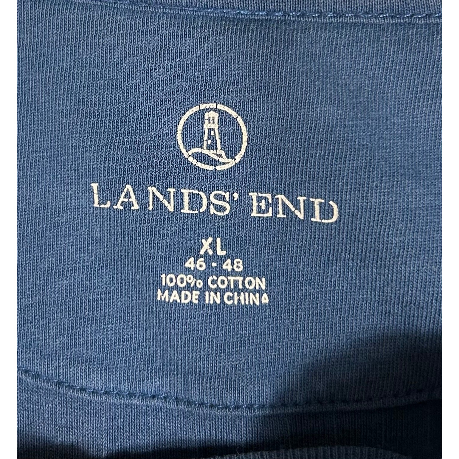 Lands End Mens XL Blue Ribbed Long Sleeve Henley Shirt 100% Cotton Casual Top gallery
