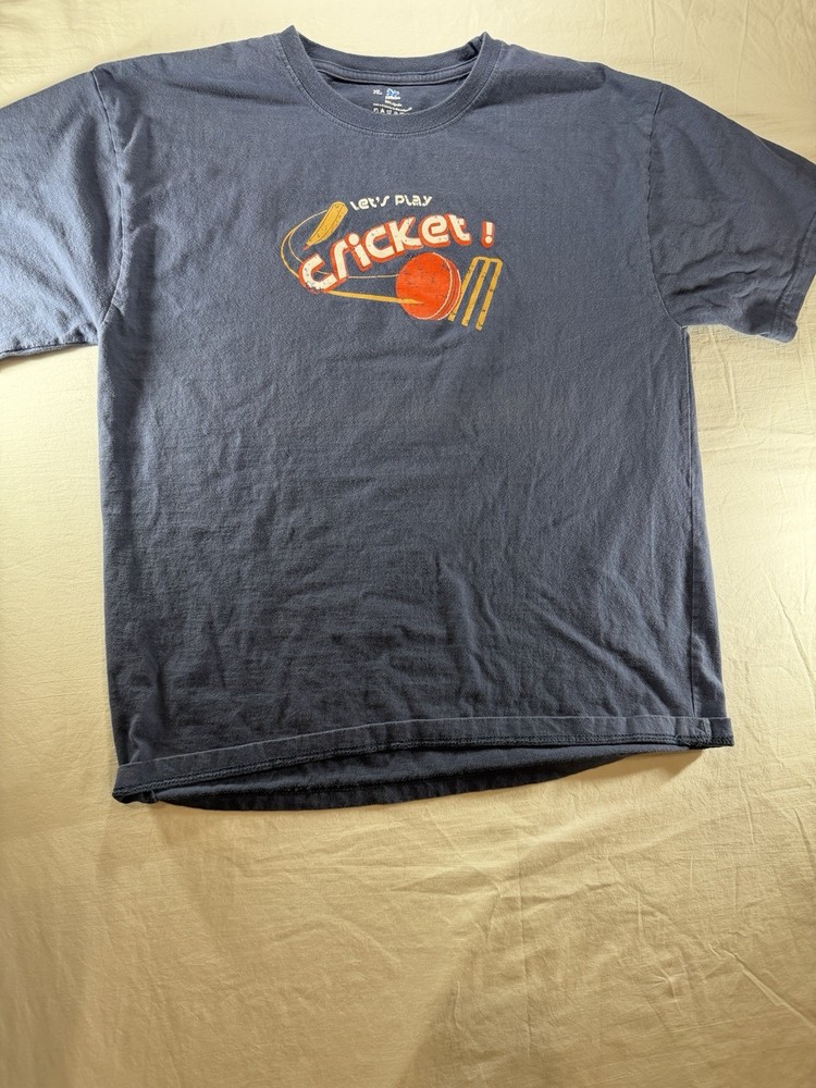 Antigua & Barbuda “Let’s Play Cricket!” T-Shirt XL Navy Blue 100% Cotton Vintag