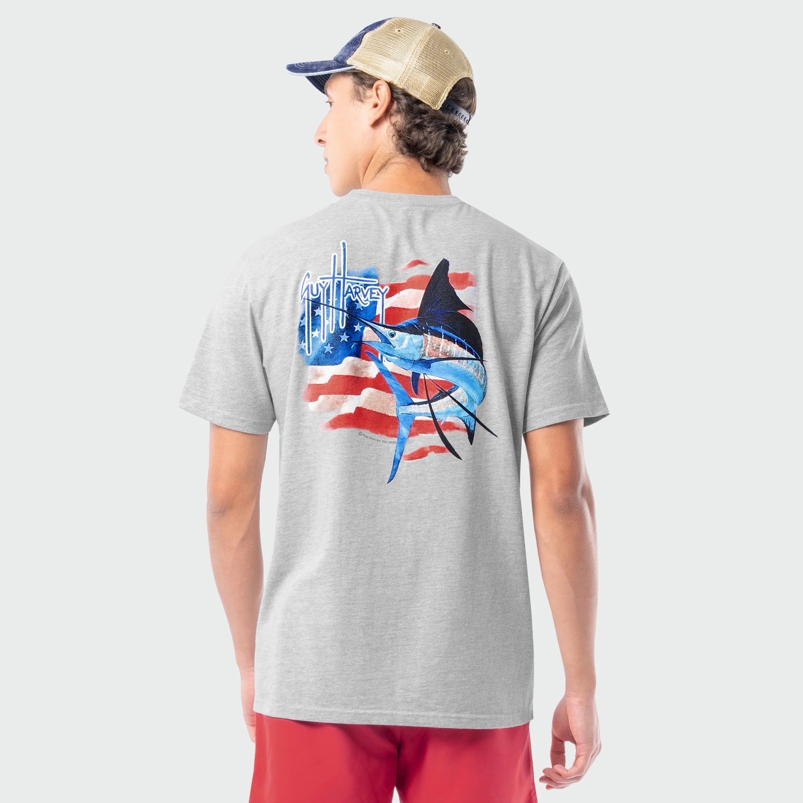 Guy Harvey Patriotic Pocket T-Shirt XXL in Sport Grey Heather NWT gallery