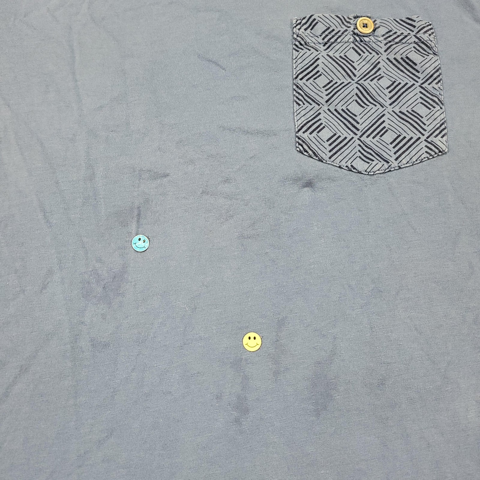 Ted Baker Shirt Mens 4 Blue Geometric Pocket Cotton Short Sleeve London Flaws gallery