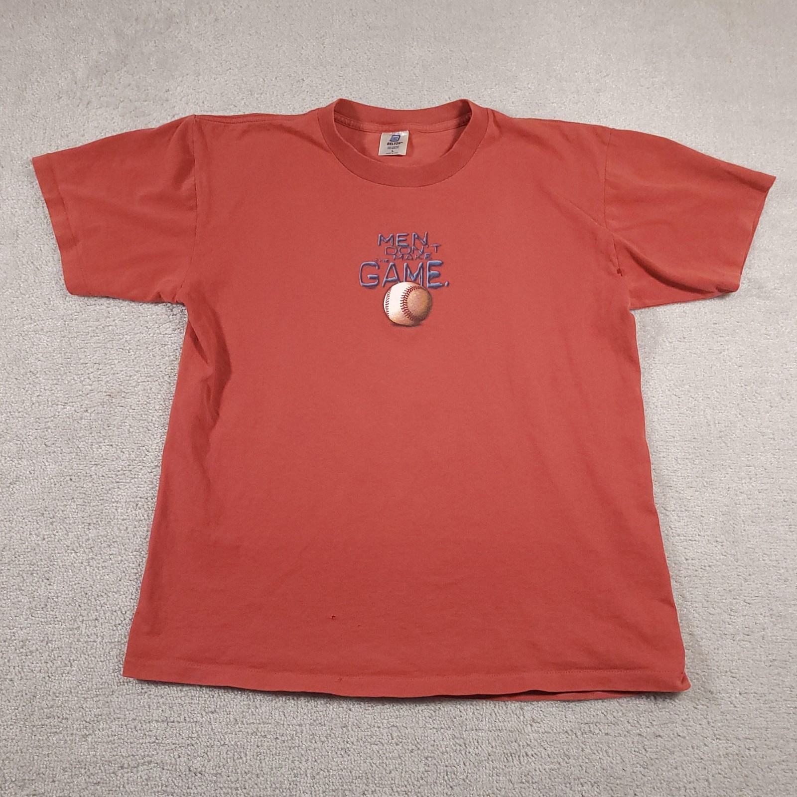 Vintage Big Ball Sports Shirt Mens Large Belton Made USA Baseball Graphic 90s Te