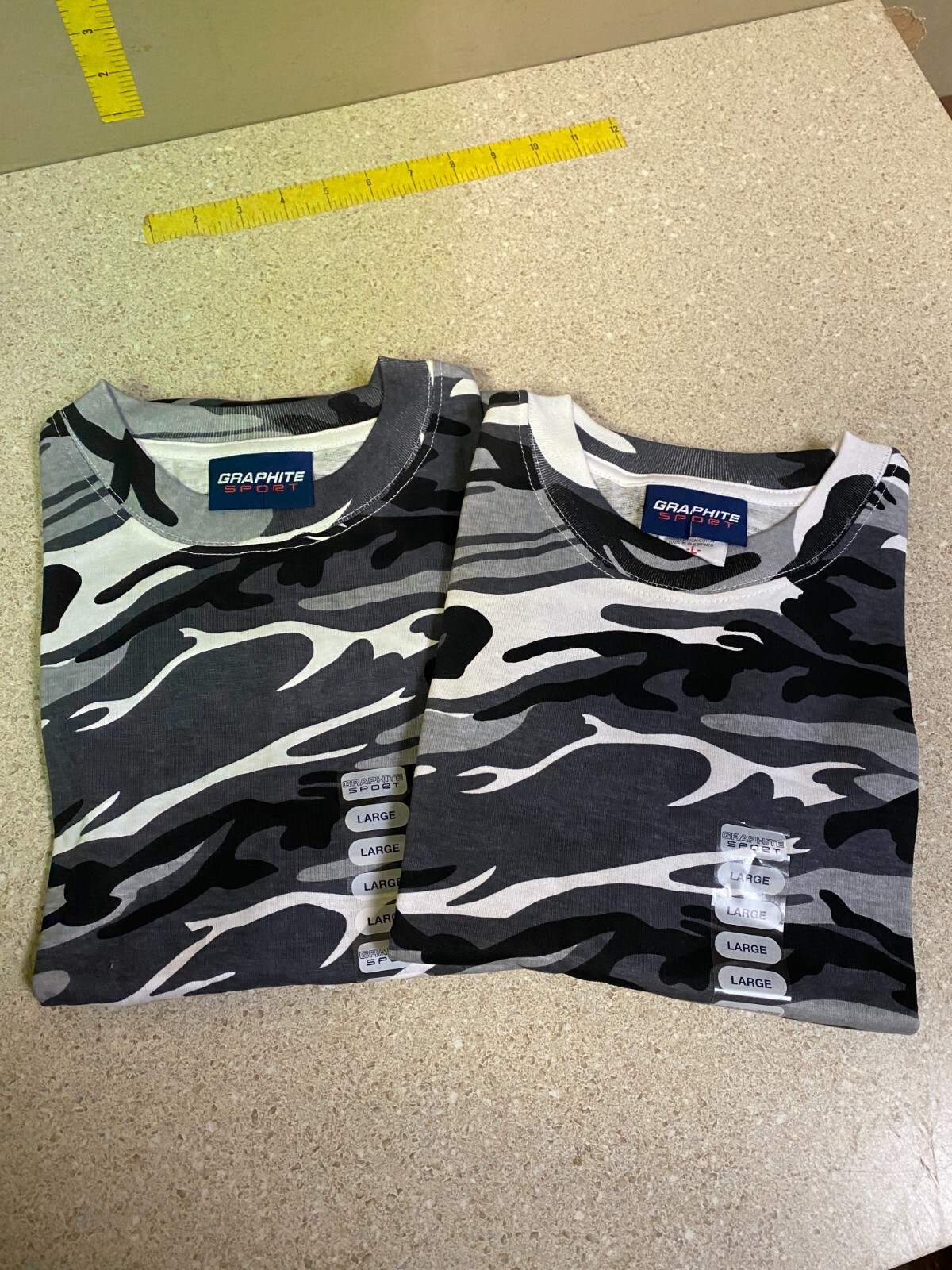 Pack of 2, Snow Camo, Graphite Sport S/S T-Shirts – Large