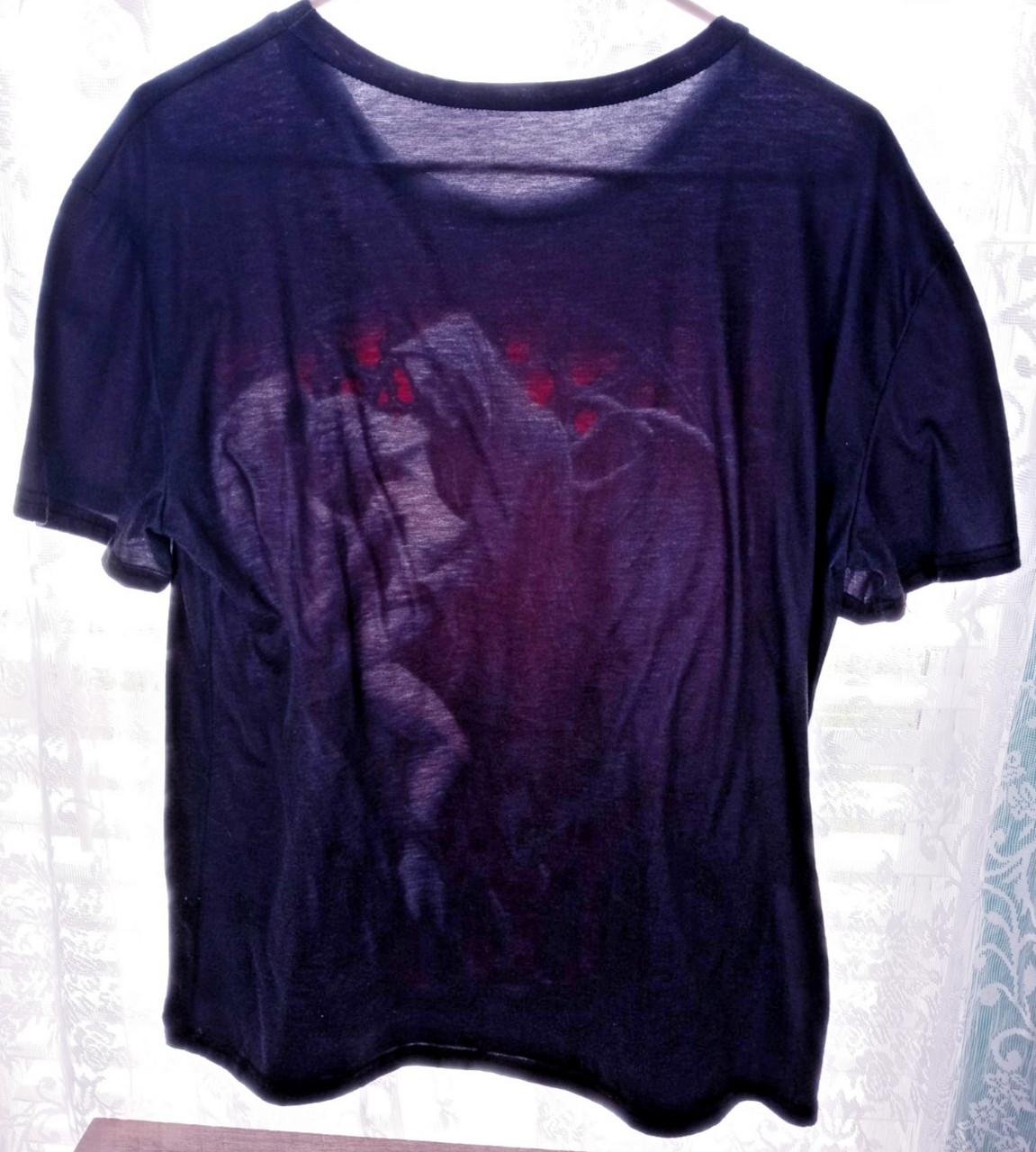 Men's Black Forbidden Grim Reaper Angel Skeleton Fantasy Goth T-Shirt Size XL gallery