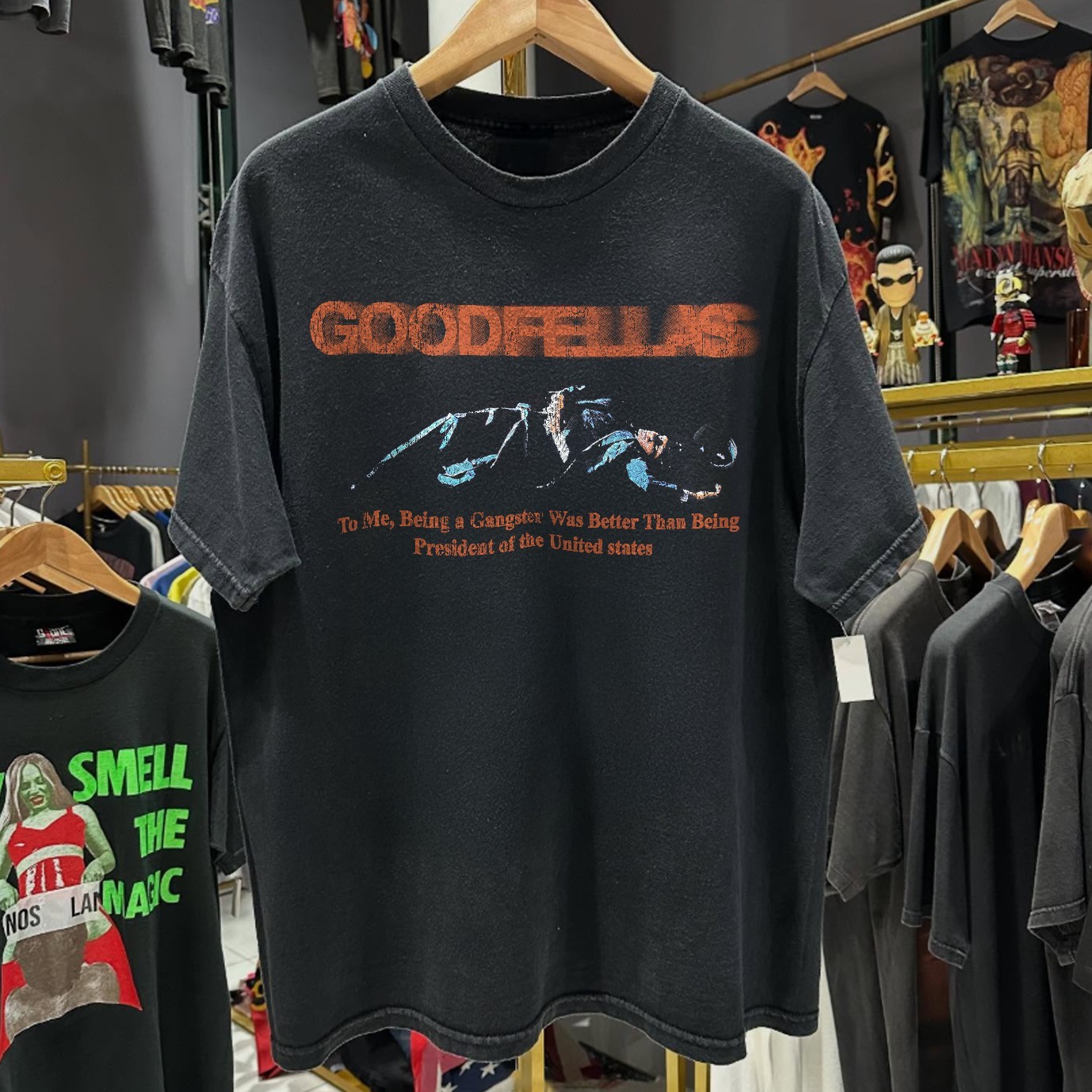90s Goodfellas Never Rat Aged T-Shirt Black M