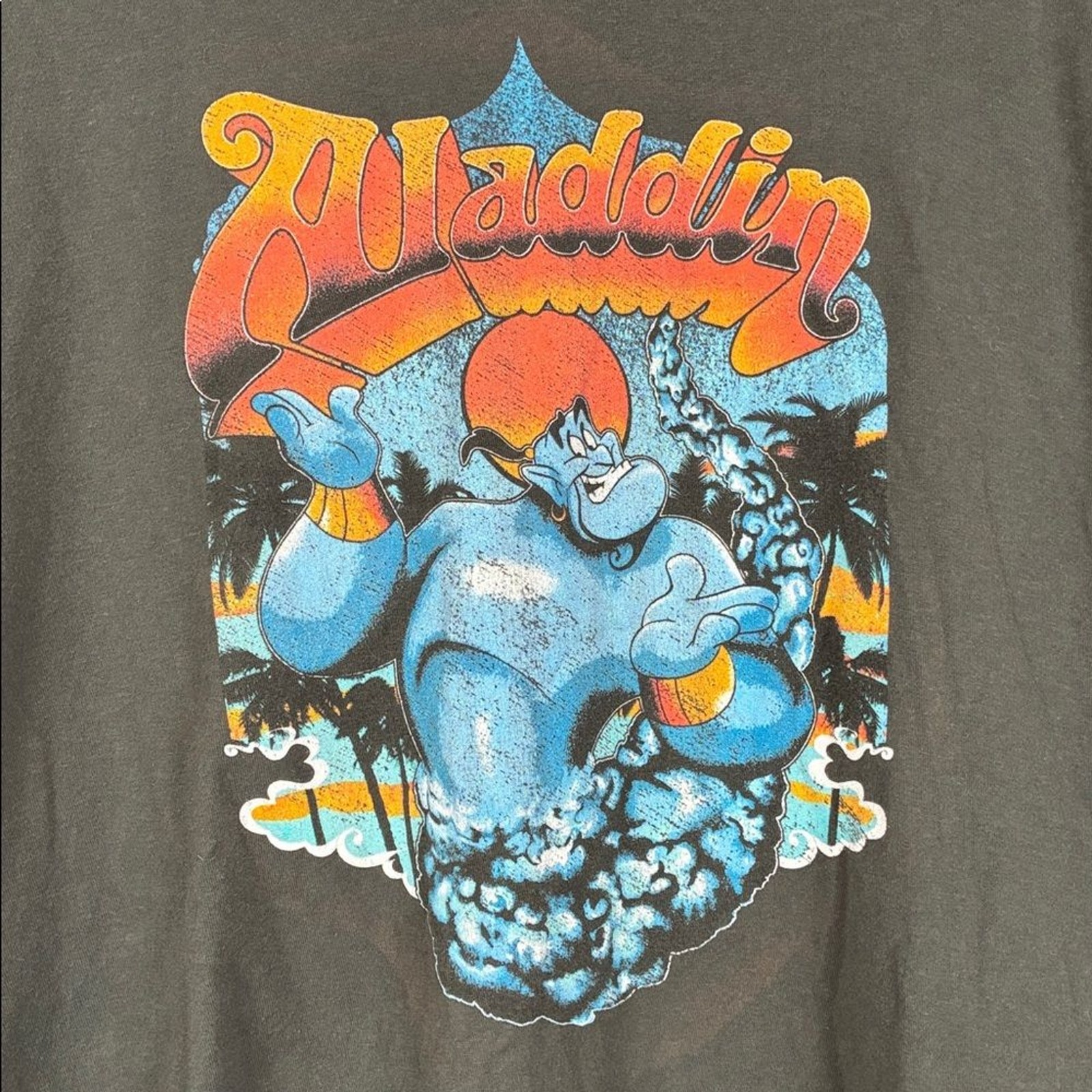 Disney Men’s XXL Short-Sleeve Aladdin Genie Graphic Tee T-Shirt Cotton Charcoal gallery