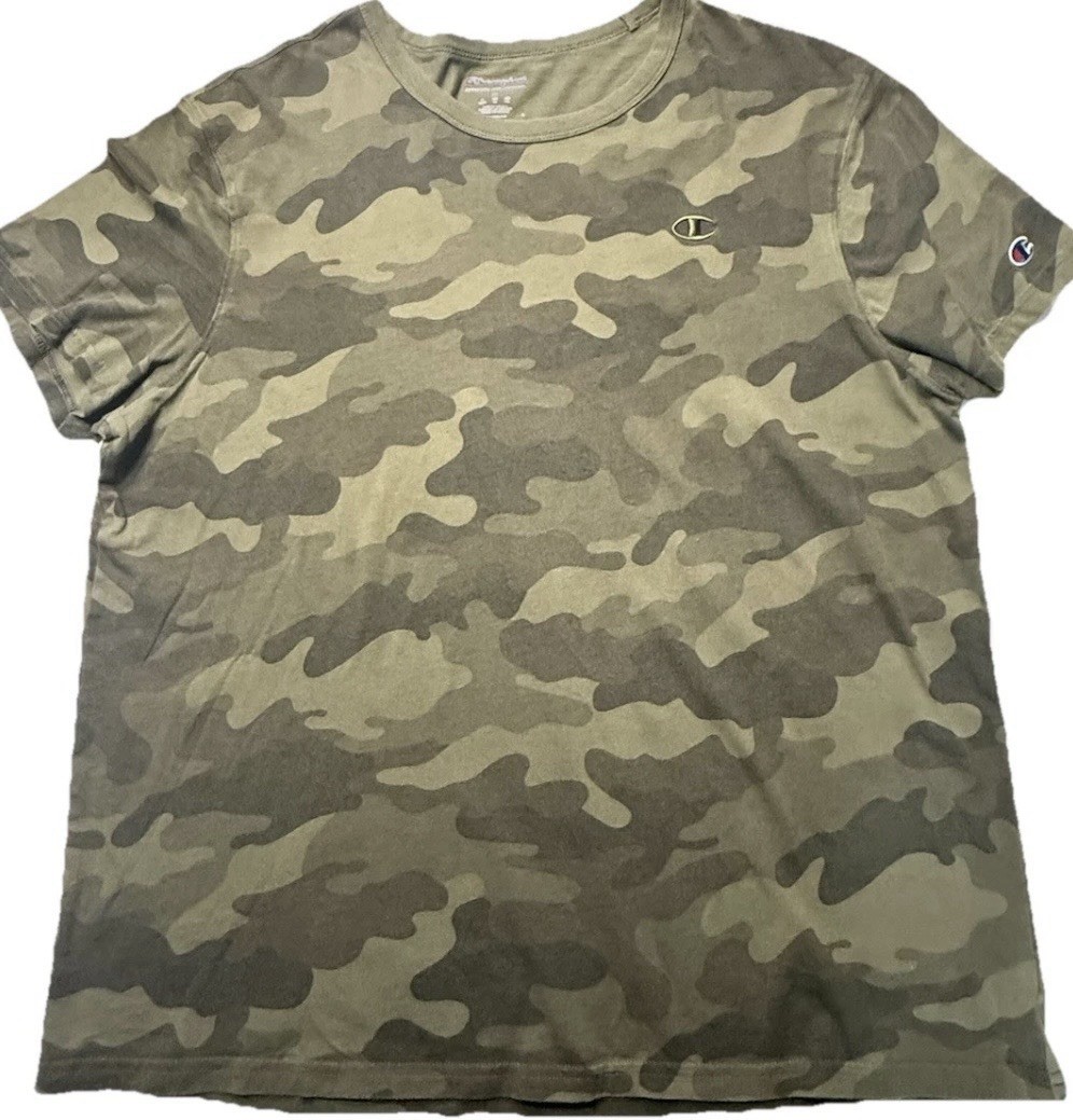 Champion Camo T Shirt Men’s XL Green Military Short Sleeve Logo Cotton Tee gallery