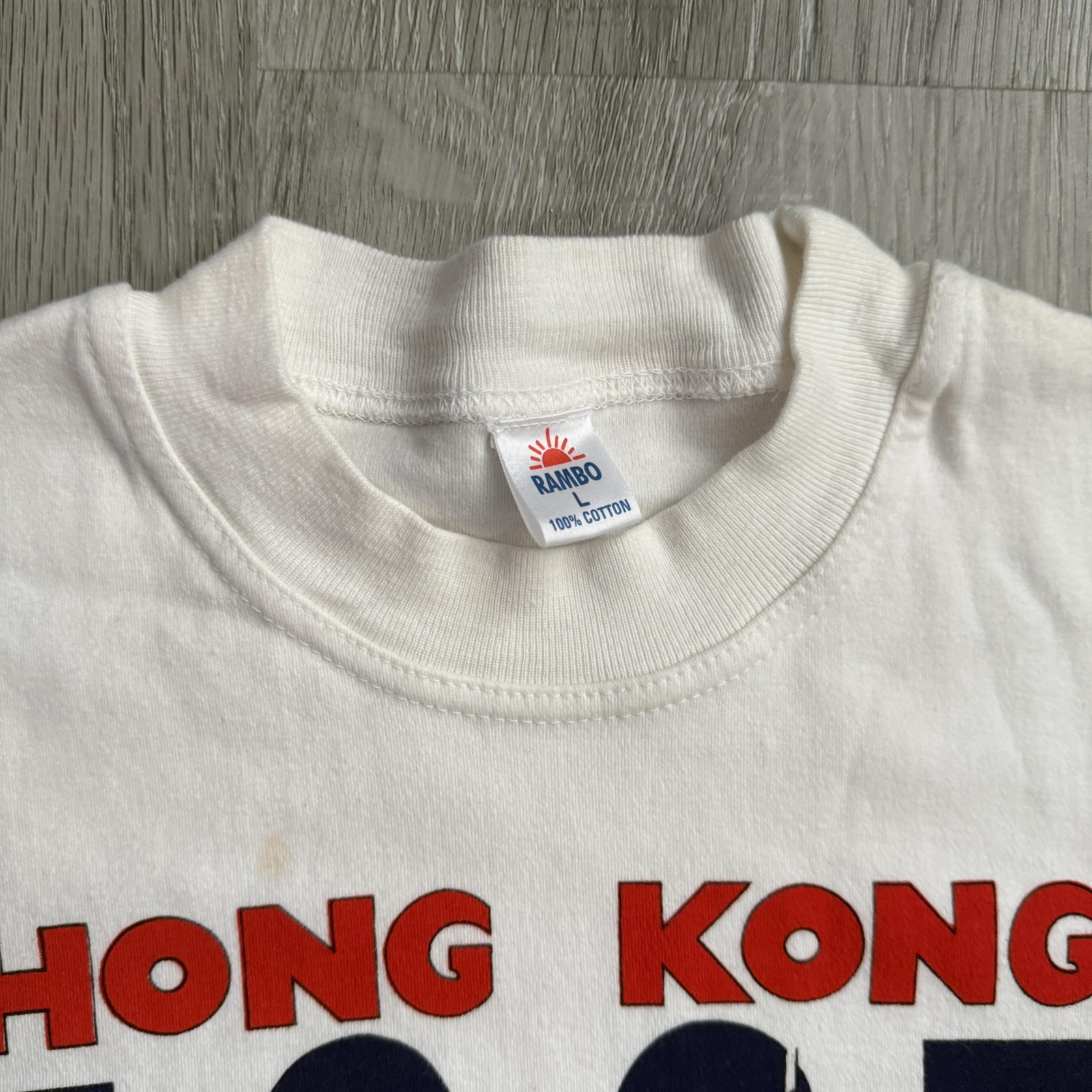 Vintage Hong Kong 1997 Shirt Mens Large White Rambo Flag Souvenir 90s Tee gallery