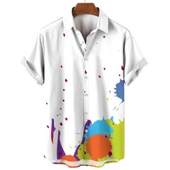 Mens Button Down Rainbow Psychedelic Heart Hawaiian Top Summer Gift Shirt